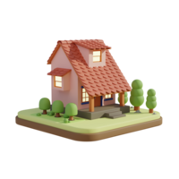Pink House 3d Model png