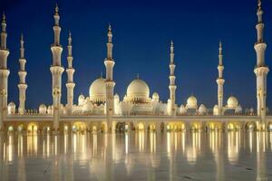 Sheikh Zayed Grand Mosque in Abu Dhabi. background. AI Generative Pro Photo