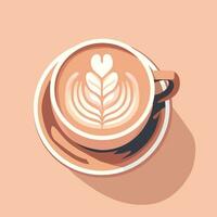 un café taza con latté Arte vector