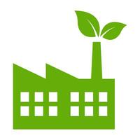 Green factory with leaves vector icon. Eco friendly symbol for graphic design, logo, website, social media, mobile app, UI