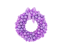 Purple elegant Christmas wreath deocation with gold bow png