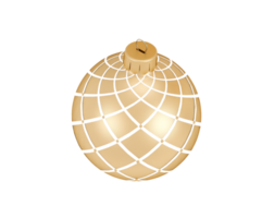 The isolated golden Christmas decorative ball with line pattern on transparent background png