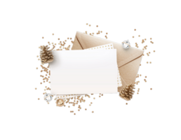 bronzen envelop en blanco memo papier bespotten omhoog ontwerp sjabloon png