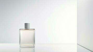 Perfume bottle mockup on white background. Generative AI photo