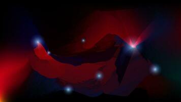 antecedentes con brillante luces, un rojo y azul resumen imagen de un montaña paisaje con azul y rojo luces. vector ilustración para tu diseño, un rojo Rosa con un estrella en el medio