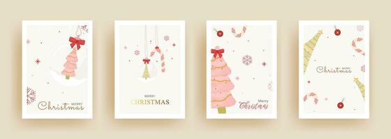 Set of Christmas and New Year holiday gift cards. Xmas banners, web poster, flyers and brochures, greeting card. vector