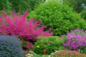 vistoso flores plantas a ciudad parque. antecedentes. ai generativo Pro foto