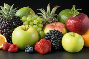 various mixed healthy fruits. background. AI Generative Pro Photo