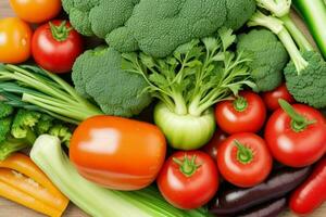 close up mixed vegetables. background. AI Generative Pro Photo