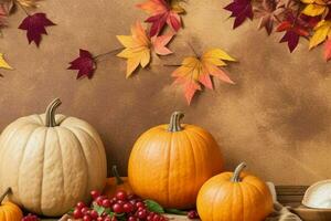 Thanks giving decoration background. AI Generative Pro Photo