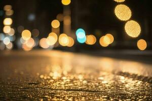 gold bokeh light on the street background. AI Generative Pro Photo