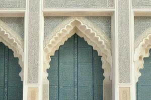 architectural detail of a mosque building. background. AI Generative Pro Photo