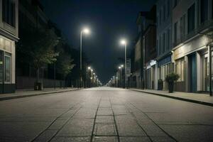 vacío espacio en el calle en el noche. antecedentes. ai generativo Pro foto