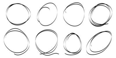 Hand drawn scribble line circles. Doodle circular for message note mark design element. vector illustration