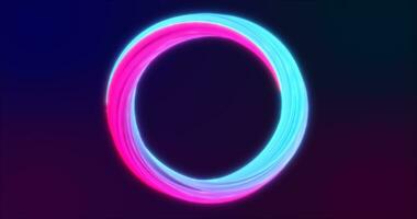 Abstract blue violet energy magic bright glowing spinning ring of lines, background photo