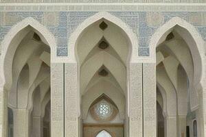 architectural detail of a mosque building. background. AI Generative Pro Photo