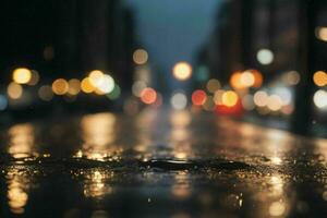 gotas de lluvia y luces de la calle a noche. antecedentes. ai generativo Pro foto