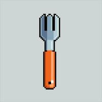 Pixel art illustration Fork. Pixelated Fork. Kitchen table fork pixelated for the pixel art game and icon for website and video game. old school retro. vector