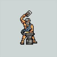 Pixel art illustration Hephaestus. Pixelated Vulcan. Greek God Vulcan Hephaestus pixelated for the pixel art game and icon for website and video game. old school retro. vector