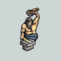 Pixel art illustration Hephaestus. Pixelated Vulcan. Greek God Vulcan Hephaestus pixelated for the pixel art game and icon for website and video game. old school retro. vector