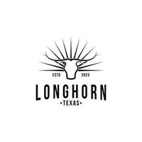 Vintage retro style Texas Longhorn logo design ideas vector