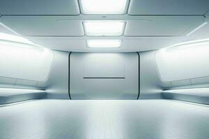 Futuristic empty space Sci Fi Hall room or studio background. AI Generative Pro Photo