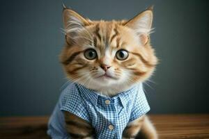 That cute cat wearing shirt. AI Generative Pro Photo