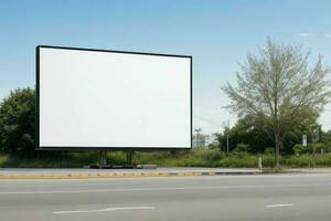 Blank billboard mockup with white screen. AI Generative Pro Photo