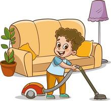 vector illustration Of Children Doing Various Houseworks.