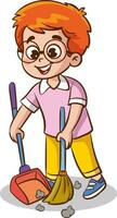 vector illustration Of Children Doing Various Houseworks.