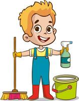 vector ilustración de niños haciendo varios tareas del hogar.