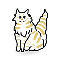 Vector illustration character design happy cat brown pattern on white background drawn doodle style.