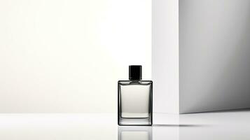 Perfume bottle mockup on white background. Generative AI photo