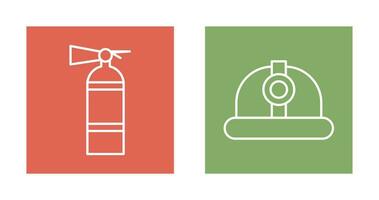 Fire Extinguisher and Hard Hat Icon vector