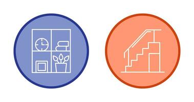 Bookshelf and Stairs Icon vector