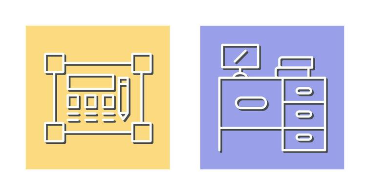 Blueprint and Desk Icon