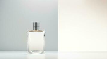 Perfume bottle mockup on white background. Generative AI photo