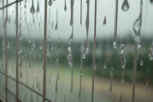 drops of rain on a window glass background. AI Generative Pro Photo