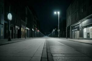 Empty space on the street on the night. background. AI Generative Pro Photo