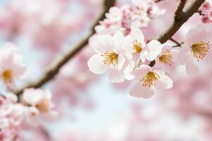 Beautiful cherry blossom sakura flower spring season in japan. AI Generative Pro Photo