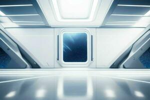 Futuristic empty space Sci Fi Hall room or studio background. AI Generative Pro Photo