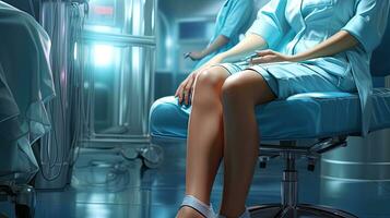 Legs of a woman patient in a clinic, concept healthcare treatment and first aid to people in the treatment of diseases photo