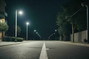 vacío espacio en el calle en el noche. antecedentes. ai generativo Pro foto