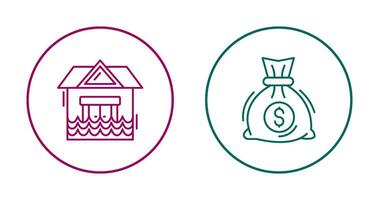 Natural Disaster and Money Bag Icon vector