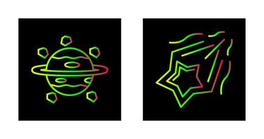 saturn and shooting star Icon vector