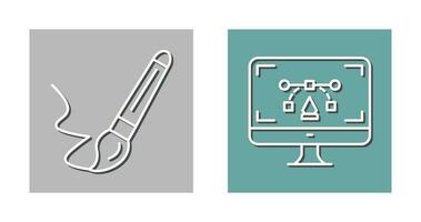 paint brush and desktop Icon vector