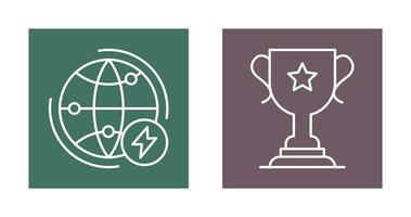 Globe Earth and Trophy Icon vector