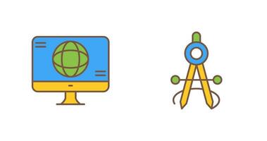 monitor and compass Icon vector