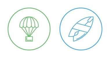 Parachute and Surfboard Icon vector