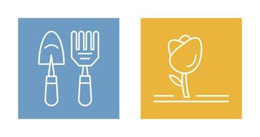 Gardening Tools and Tulip Icon vector